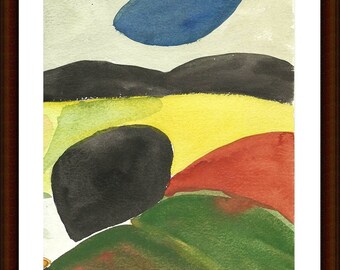 Original painting, abstract landscape, watercolor on paper