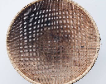 Medium vintage winnowing basket wall basket