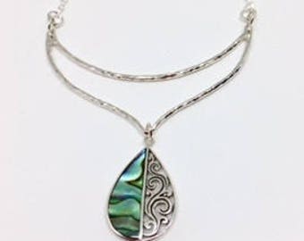 Abalone Pendant - Abalone Necklace - Abalone Jewelry - Sterling Necklace - Beach Jewelry - statement necklace - Beach Wear - Abalone Dream