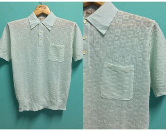 80s vintage knitwear polo shirt/ knitwear polo/ vintage polo