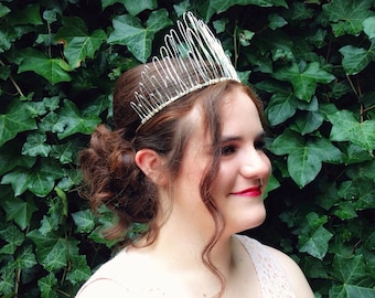 Silver Wire Tiara 'Cadence', Metal Side Crown, Fairy Crown, Alternative Bridal Crown, Faerie Headpiece, Metal Tiara, Womens Fascinator,