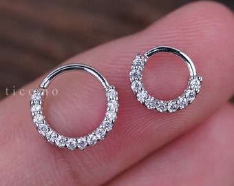 Daith Piercing Hoop Daith Hoop Earring Small Hoop Earrings Septum Ring Septum Piercing Tragus Piercing Rose Gold Silver Clear Zircon