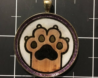 High Four! Raised Paw Pendant, 50% goes to the current focus animal charity, Cat Paw, Don't Declaw, Ban Declawing