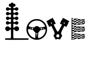 Love Drag Racing SVG File, Quote Cut File, Silhouette File, Cricut File, Vinyl Cut File, Stencil