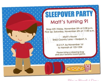 PRINTABLE Boy Sleepover Party Invitation #511