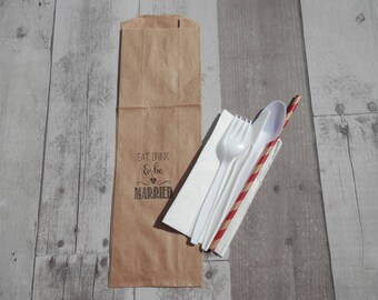 SILVERWARE BAGS, Place Setting Bags, Utensil Bags, Wedding BBQ Utensil Bags, Food Service Bags, Rehearsal Dinner Place Settings,