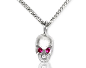 Silver pendant skull with silver chain, Rocker, Rocker Jewelry, Biker Jewelry, Rockabillyschmuck, Rockabella