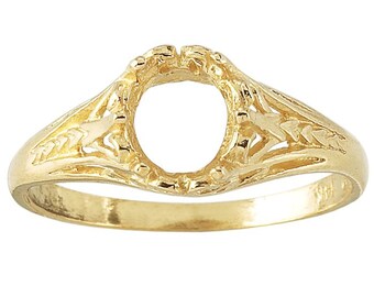 14K Yellow Gold 7 x 5mm Oval Ring Mounting
