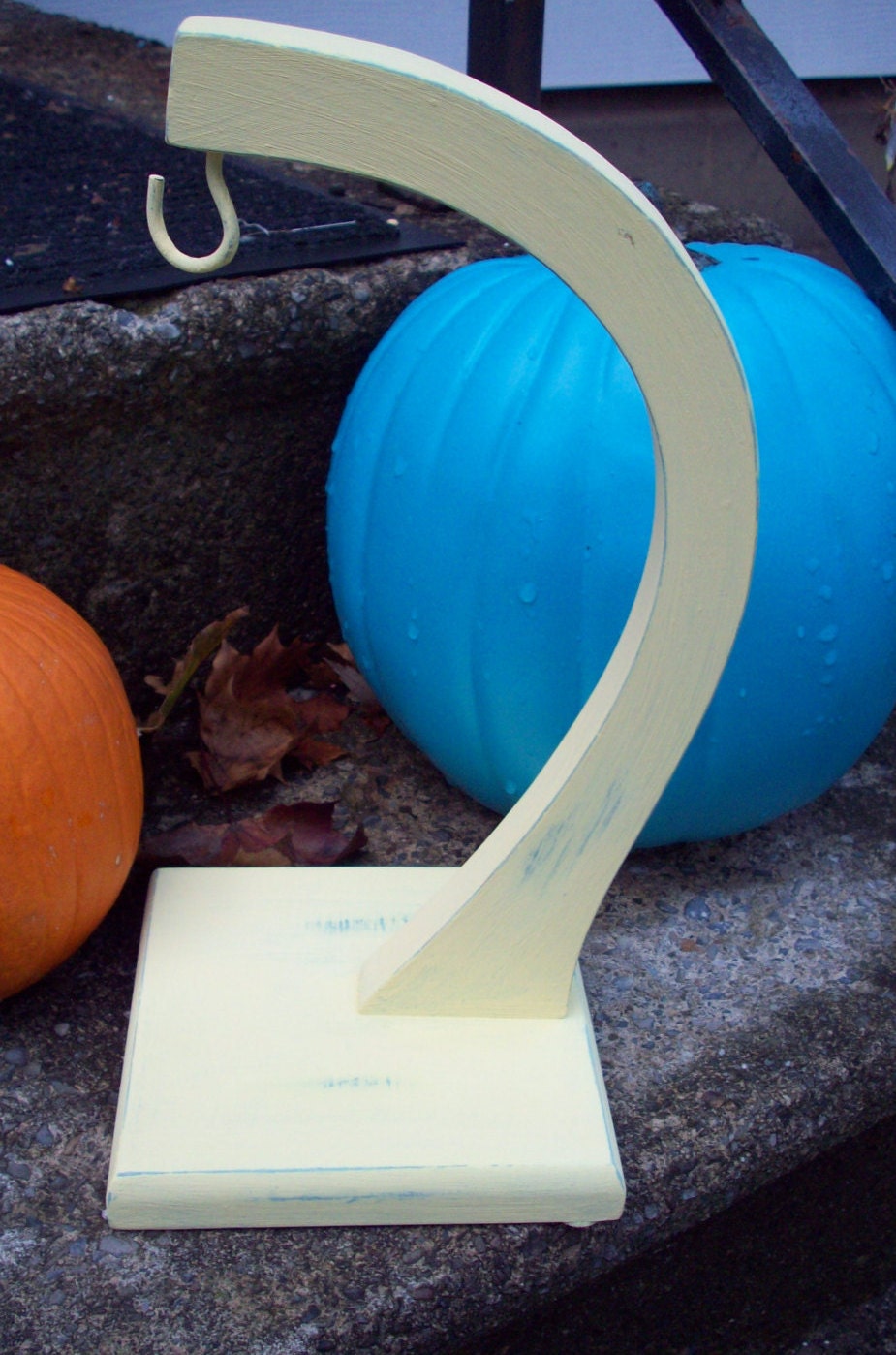 Wood Banana holder Yellow Banana hook Rustic fruit stand