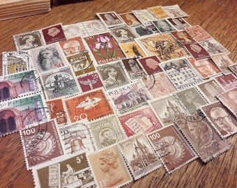 50 Brown and shades of brown Postage Stamps – Worldwide lot