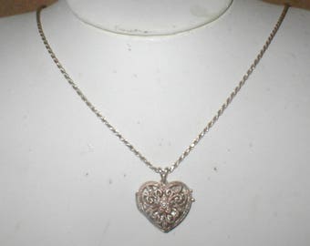 Vintage Sterling Silver Heart Locket and Chain