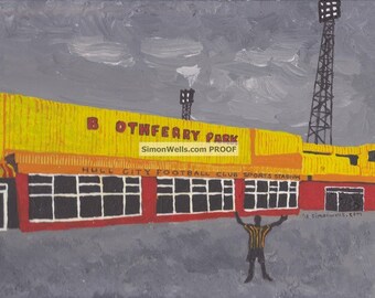 Hull City Boothferry Park Limited edition A3 silk/gloss poster of Original acrylic painting from Kingston upon hull