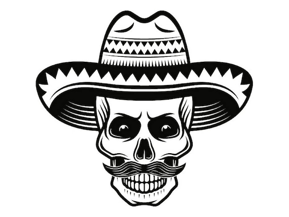 Mexican Bandit 3 Skull Sombrero Mustache Wild West Killer