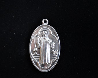 Silver Religious Charm pendant, religious medal charm, supplies, Nice Size jewelry, NEW 2", #850