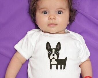 Boston Terrier baby clothes, baby bodysuit for baby boy or baby girl, gift for baby
