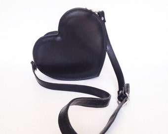 Black Heart Faux Leather Crossbody Bag (Ready to ship)