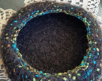 Black Decorated Felted Bowl
