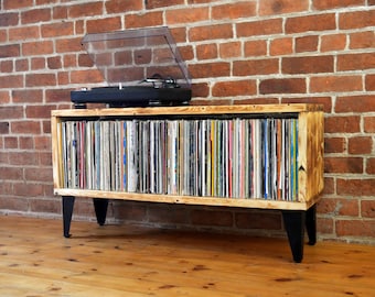 Industrial vinyl unit - Handmade from solid Redwood Pine