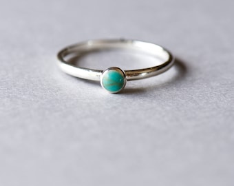 Mini Turquoise Ring, Solitaire Ring, 925 Sterling Silver, Rose and Choc, Gift For Her, Stacking Ring, Dainty Ring