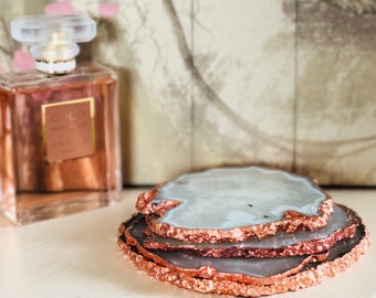 Agate Coasters || Rose Gold Gilding