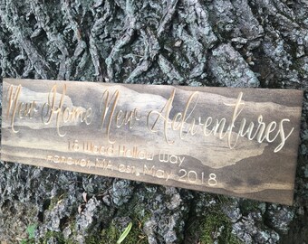 New Home New Adventures, Housewarming Gift, Wood Sign, Gift for her, Gallery Wall, Personalized Gift, First Home Sign, Housewarming Present