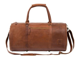 Leather duffle bag - leather weekend bag - overnight bag - gym bag - holdall in Vintage Brown by MAHI Leather