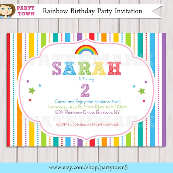 Rainbow Invitation / Rainbow Birthday invitation / Printable