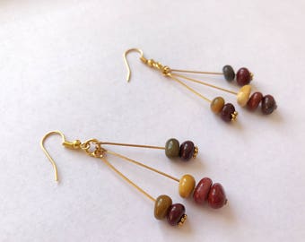 Handmade Earrings, Stone Earrings, Artisan Earrings, Natural Earrings, Jasper Earrings, Moukite Jasper, March Birthstone, Natural Stone