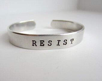 Resist Bracelet Adjustable Aluminum Bracelet Human Rights Civil Rights Women's March Nasty Woman Jewelry