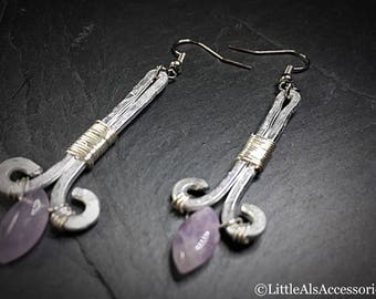 Lavender Amethyst Earrings, Amethyst Earrings, Amethyst Jewelry, Wire Wrap Earrings, February Birthstone, Marquise Cut, Lilac Earrings, Gift