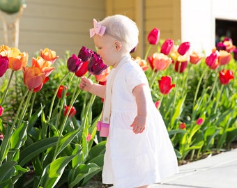 White linen girl's dress sizes 3-8