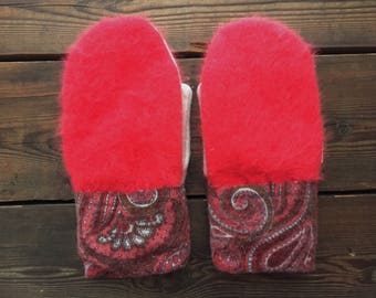 Felted Wool Mittens, Recycled from Sweaters, size Small