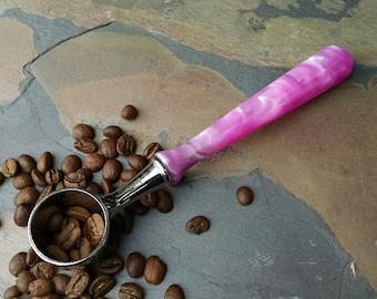 Coffee Scoop with Hand Turned Pink Acrylic Handle - Loose-Leaf Tea Scoop - Gift for Christmas, Birthday, Weddings, Housewarming