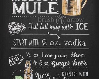 Moscow Mule printable, chalkboard style instant digital download