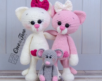 Kissie the Kitty and Skip the Little Mouse Amigurumi - PDF Crochet Pattern - Instant Download - Amigurumi crochet Cuddy Stuff Plush