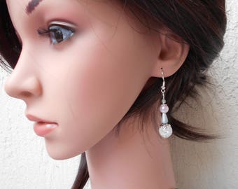 Earrings - elegant grey and pale pink