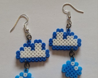 Rain cloud perler earrings
