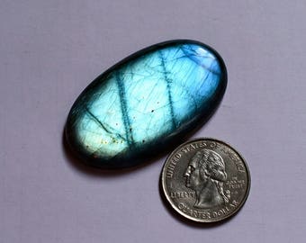 AAA Labradorite Cabochon, Oval Shape Green Blue Flashy Labradorite Gemstones, Macrame Cabochons, Big Size 49*29*7mm 87Cts