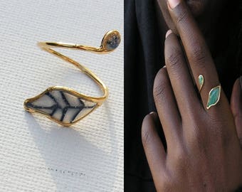 Nature ring, Nature inspired ring, Leaf ring, Leaf jewelry, Cheap gifts, Small gifts, Sister gift ideas, Girlfriend gift, Blue ring,
