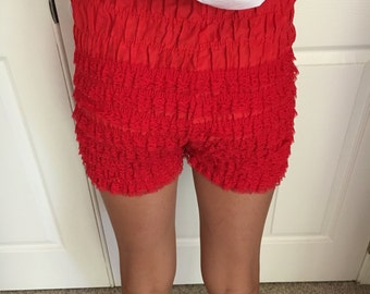 Vintage Blood Red Ruffled Rockabilly Bloomers Panties Square Dance