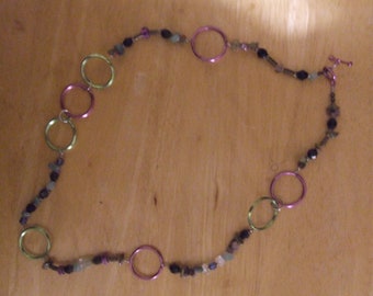 Green/Lavender Key Ring Necklace
