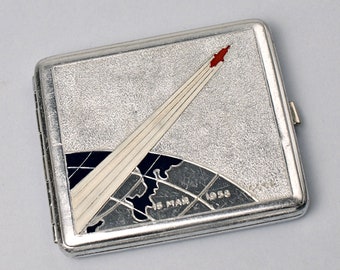 Rare Vintage Cigarette Case Space 60s Cigarette Gift For Boyfriend Accessories Women Retro Cigarette Case Enamel Soviet Cigarette Case