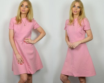 Premium Vintage 1960s Pastel Pink Mini Dress