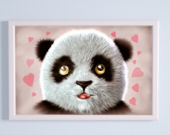 Panda Face with Hearts