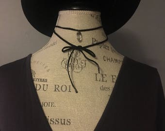 Wire-wrapped crystal necklace