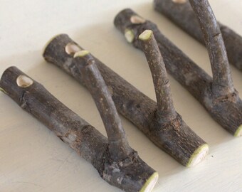Set of 4 Rustic Woodland Branch Hooks