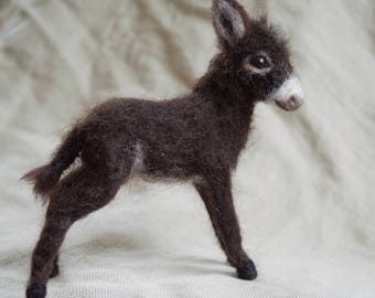 Needle Felted Baby Donkey, Miniature, Foal