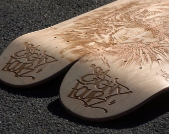 Skateboard custom made by laser engraving