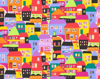 Mutli Houses (Lavender and Red) from Andover Fabric's Rio Collection by Jane Dixon