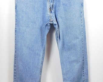 30% SPRING SALE Mens Vintage 80s 1980s Levis Original 505 Regular Fit Straight Leg Button Fly Light Blue Denim Jean Pants Sz 34 x 34